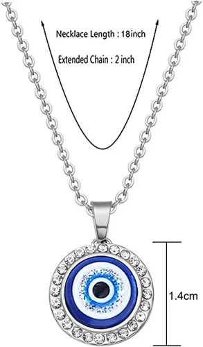 Vista 3 de Gargantilla con colgante de ojo malvado azul, collar de la suerte de cuerda de cuero para mujer