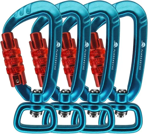 Vista 9 de Mosquetón con bloqueo automático de 2.5 pulgadas, 4.5KN 1011 libras con cierre giratorio para correa de perro, llavero, mochila