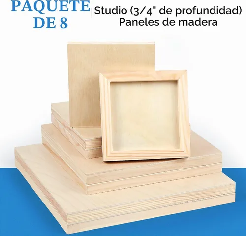 Vista 7 de Falling in Art Kit de paneles de lienzo de madera de abedul sin terminar, 8 paquetes de 4 tamaños Studio 3/4 pulgadas de profundidad para verter