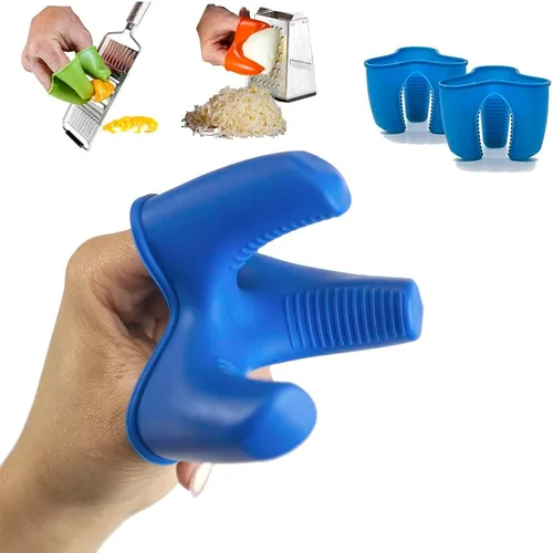Vista 7 de Protector de dedos de silicona para rallar queso y verduras con cortador de mandolina, accesorios de cocina, paquete de 2