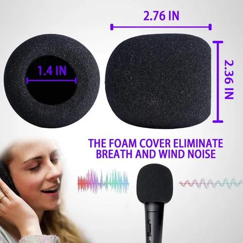 Vista 2 de Parabrisas de micrófono de mano de 6 piezas, filtro de micrófono pop para micrófono de estudio, micrófono de mano Bluetooth y micrófono de mano