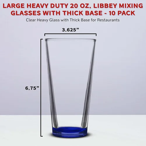 Vista 5 de Libbey - Juego de 10 vasos mezcladores, 20 onzas, transparente, pub, base gruesa, color azul