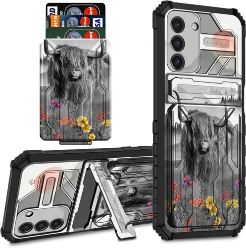 Vista 44 de Funda protectora de TPU suave para Samsung Galaxy A03S con soporte para tarjeta de crédito y soporte de doble capa de policarbonato duro de TPU