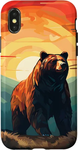 Vista 5 de Funda para iPhone 11 Bear Retro Sunset Forest Spirit Animal