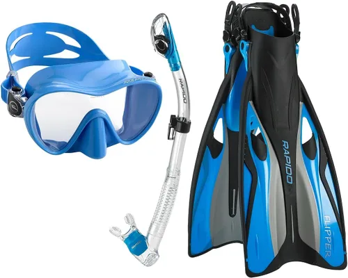 Vista 14 de Phantom Aquatics Juego de esnórquel sin marco con máscara de snorkel Negro