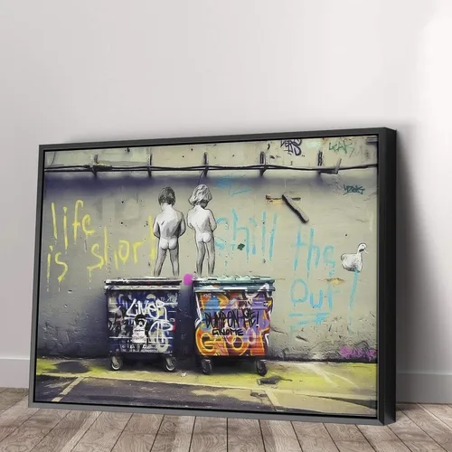 Vista 2 de Arte en lienzo de Banksy para pared, decoración del hogar, lienzo pre-estirado - varios tamaños