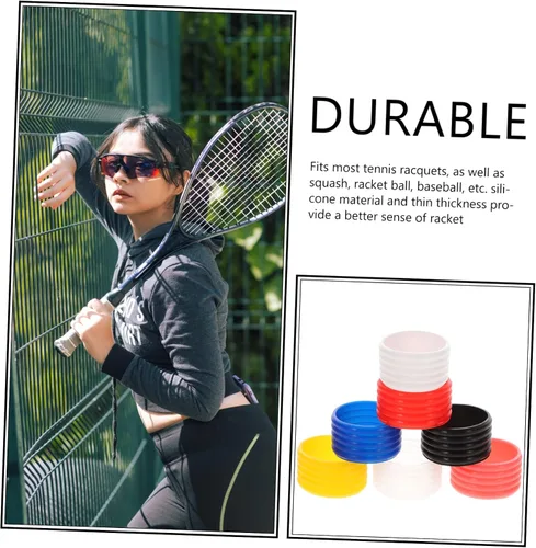 Vista 6 de INOOMP 14 bandas flexibles y de agarre para raqueta para tenis y bádminton, incluye diseño reutilizable transparente macarrón
