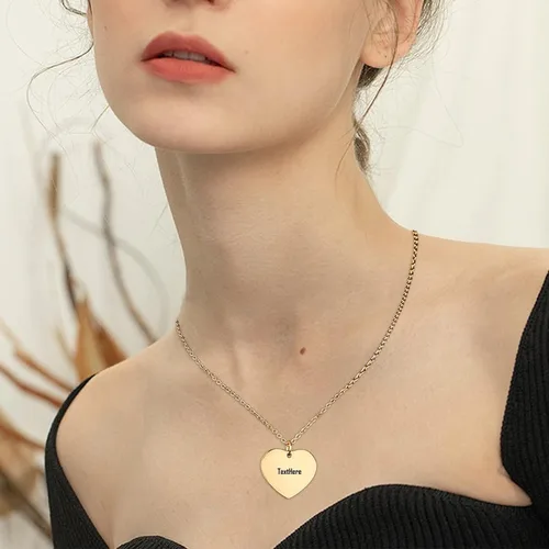 Vista 4 de VAPK Collar personalizado con nombre de corazón Collares personalizables para mujer, joyería moderna y delicada que no se deslustra