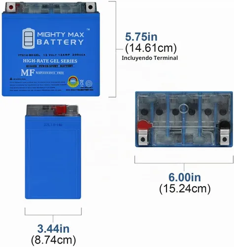 Vista 2 de Mighty Max Battery YTX14-BS GEL Batería para Honda 420 TRX420 Fourtrax Rancher 4x4 2013
