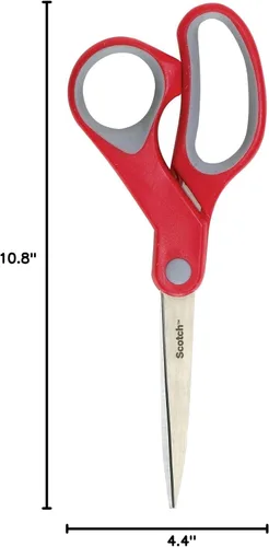 Vista 11 de Tijeras Scotch Multiusos de Acero Inoxidable de 8 Pulgadas, 2 Pares, Rojo y Gris, Ideales para Cortar Papel de Envoltorio de Regalos Navideños