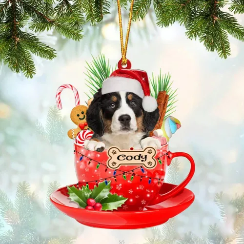 Vista 83 de NAZENTI Adorno personalizado de Alaskan Malamute en taza roja, adorno de Navidad personalizado para perros amantes de las mascotas, colgante