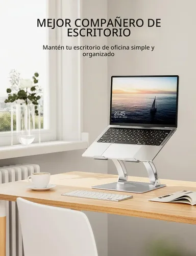 Vista 10 de Nulaxy Soporte para portátil totalmente ajustable para escritorio, elevador de computadora de aluminio plegable doble con ventilación térmica