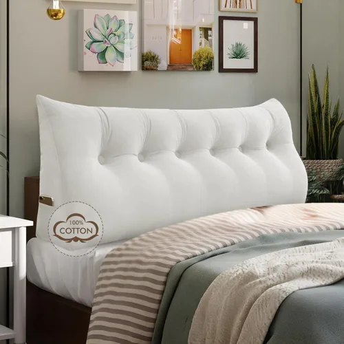 Vista 21 de WOWMAX Almohada para cabecero de terciopelo 100% algodón, tamaño individual, soporte de espalda de cuña, cojín de lectura para cama y diván, cojín