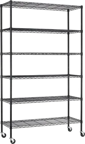 Vista 32 de BestOffice Estantes de almacenamiento de alambre de 4 niveles 12 pulgadas de profundidad x 18 pulgadas de ancho x 44 pulgadas de alto Negro