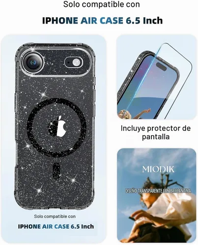 Vista 2 de MIODIK Compatible con Funda para iPhone Air, [Compatible con Magsafe] con Protector de Pantalla y Protección de Cámara Mejorada, Funda Protectora