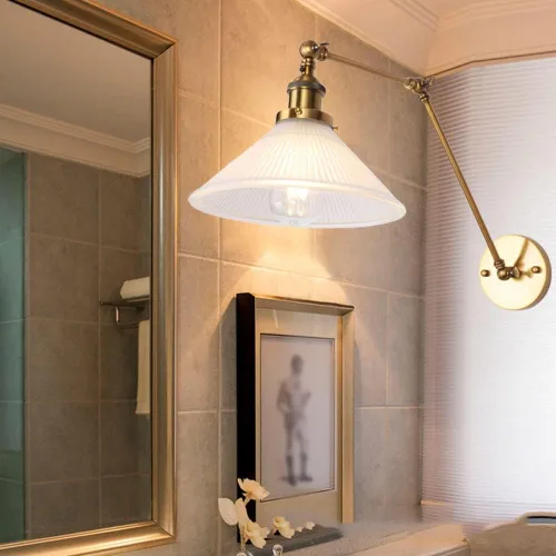 Vista 4 de Lámpara de pared ajustable con brazo oscilante, aplique de pared industrial retro, accesorios de iluminación de interior para mesita de noche
