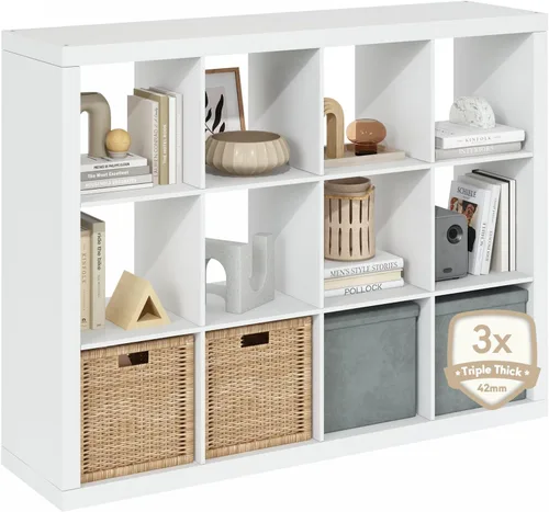 Vista 14 de Furinno Estantería para cubículos, estantería apilable, organizador de almacenamiento en cubos con parte trasera abierta, extragruesa, 15.8 x 15.8 x