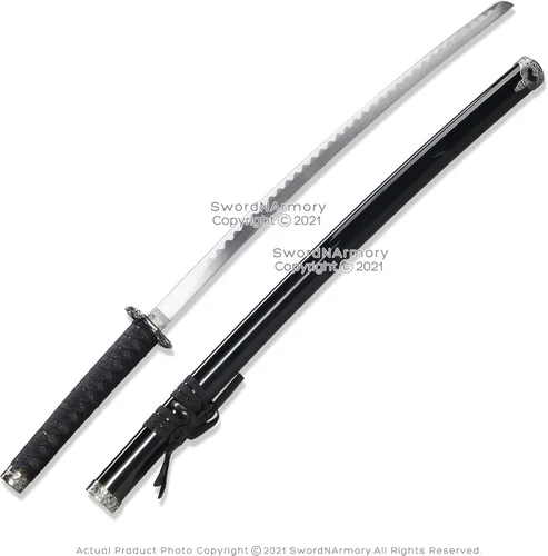 Vista 4 de Espada samurái Katana de dragón clásico negro de 9.5 pulgadas, acero sin afilar