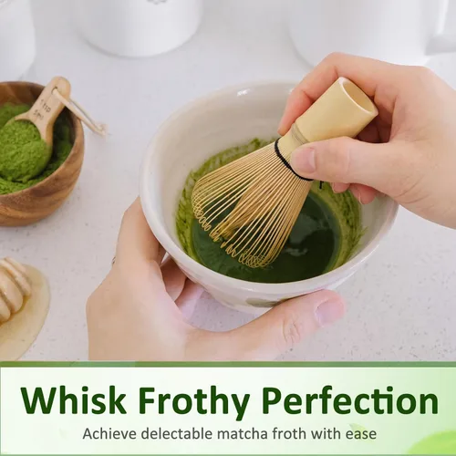Vista 7 de LemonRoad Batidor de bambú de 80 puntas para matcha en polvo, tradicional japonés, hecho a mano, agitador de bambú orgánico, cepillo mezclador