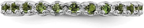 Vista 4 de Anillo de plata de ley 925 maciza apilable con piedra de agosto verde peridoto