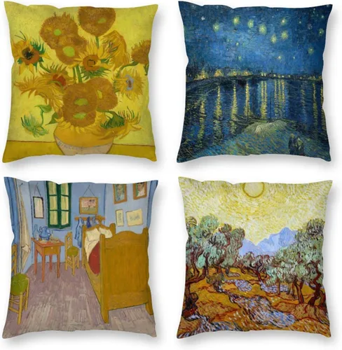 Vista 13 de Claude Monet - Juego de 4 fundas de almohada de pintura de 18 x 18 pulgadas, fundas de almohada cuadradas decorativas para sofá, auto