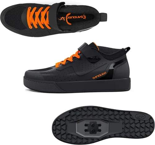 Vista 8 de Tenis de ciclismo MTB SPD para hombre, adecuados para ciclismo de montaña, DH Enduro, compatible con todos los pedales de 2 pernos, color negro