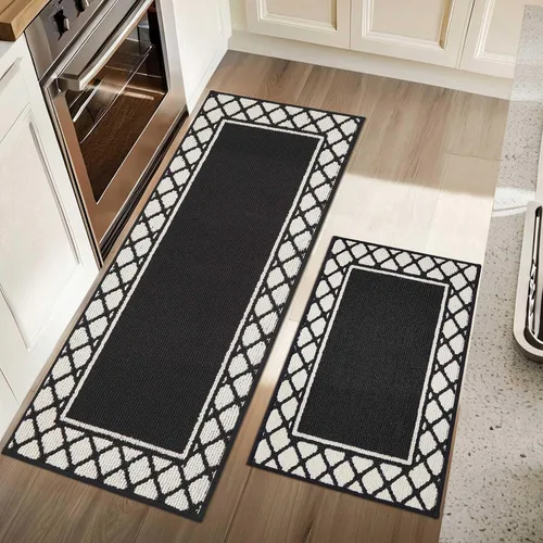 Vista 25 de COSY HOMEER Juegos de 2 Alfombras de Cocina Lavables Antideslizantes Tapetes de Cocina para Piso Absorbentes Alfombra Corredor de Cocina