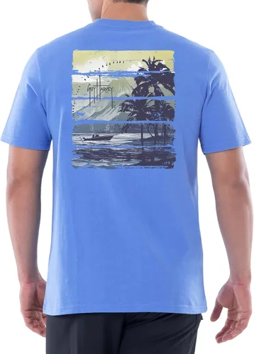 Vista 33 de Guy Harvey Camiseta de manga corta con bolsillo gráfico de algodón OG para hombre Leche de Almendra/Rig Masters