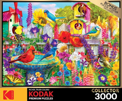 Vista 4 de RoseArt - Kodak Premium - Bird Bath Garden - Rompecabezas de 3000 piezas para adultos