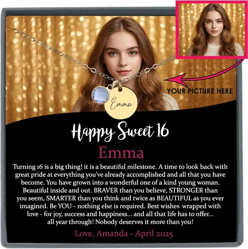 Vista 11 de Collar personalizado de Be Wished, regalo Sweet 16 para niñas, con mensaje significativo