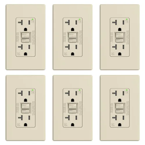 Vista 24 de ELEGRP Toma GFCI de 15 amperios, toma eléctrica GFI de autoprueba con diseño más delgado, receptáculo GFCI resistente a manipulaciones TR