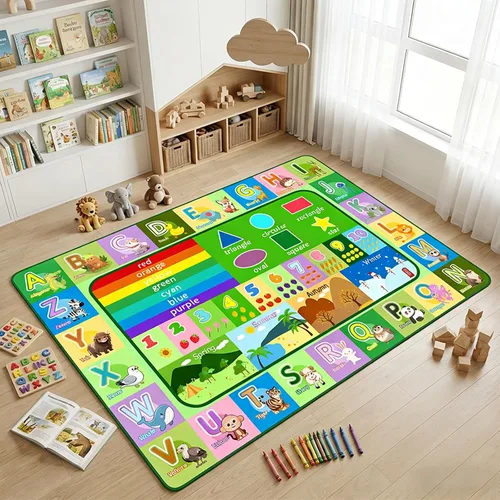 Vista 24 de Alfombra infantil para sala de juegos, dormitorio, 2.5 x 4 pies, alfombra educativa ABC para aula, guardería, alfombra antideslizante de aprendizaje