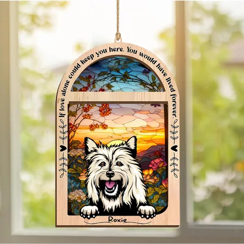 Vista 116 de LOVELYPOD Adorno de Navidad personalizado de sabueso afgano, atrapasoles con nombre, regalos de pérdida de mascotas, regalos para amantes