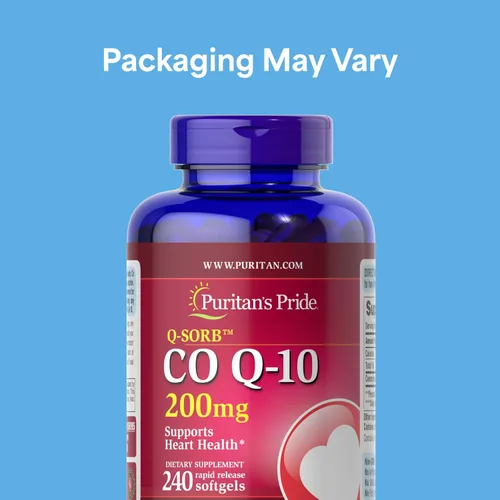 Vista 2 de Puritan's Pride Coenzima CoQ10 200 mg, suplemento dietético para la salud del corazón, presión arterial, salud oral de las encías y apoyo saludable