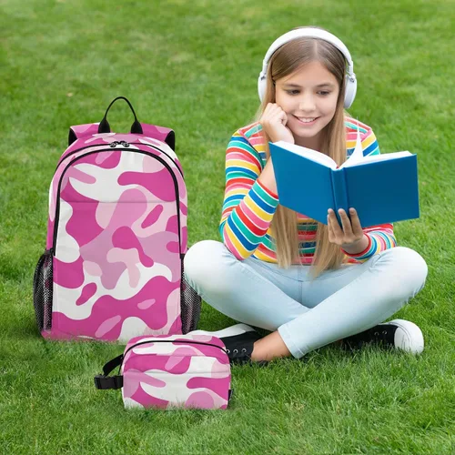 Vista 7 de Old Style Adventure Peach Design Book Bags For Boys With Lunch Bag Bookbags With Lunchbox For Boys 10-12 mochilas y loncheras escolares para nias