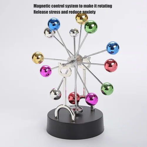 Vista 2 de KENANLAN Bola giratoria de la rueda de la fortuna, rotación magnética eléctrica de la rueda de la fortuna juguete colorido de la bola del metal