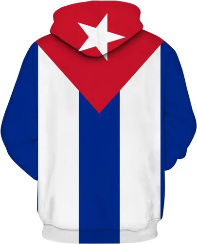 Vista 2 de Hisayhe Unisex Long Sleeve Hooded Sweatshirt Cuba Cuban Flag Sweatshirt Hoodies