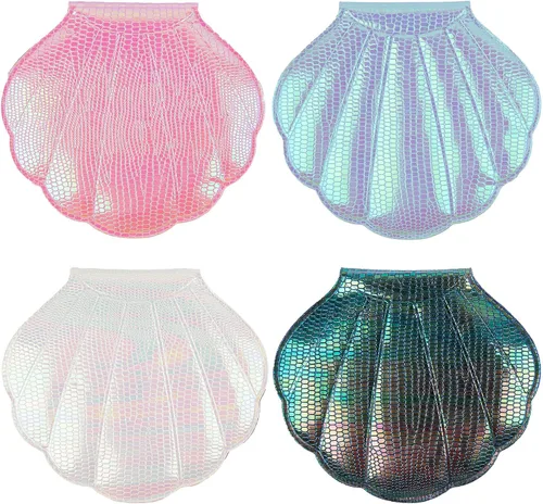 Vista 8 de AUEAR, Paquete de 4 espejos con purpurina de doble cara, espejos de maquillaje de aumento de 4 colores, mini portátil plegable para bolso, bolso