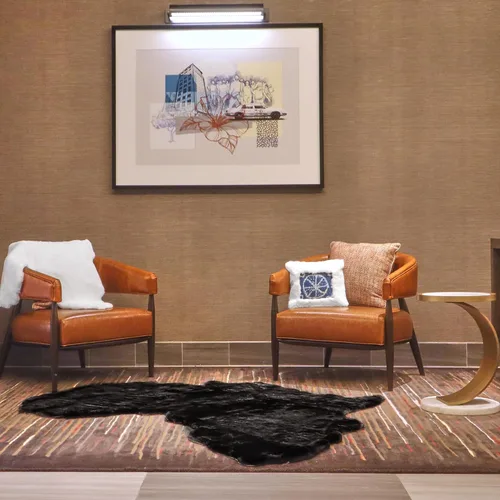 Vista 3 de Lith Home - Decoración africana para el hogar, alfombra de piel sintética de conejo, regalo impactante, felpa suave y lujosa, suelo de sala y Negro