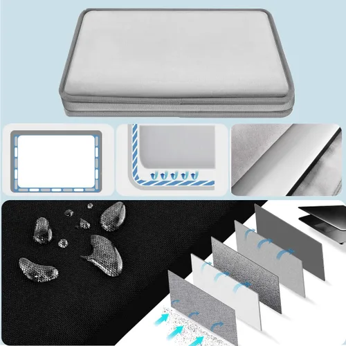 Vista 4 de Funda para laptop de 13.3 pulgadas con correa para el hombro, maletín delgado para computadora con correa compatible con MacBook Air/Pro 13/Pro 14