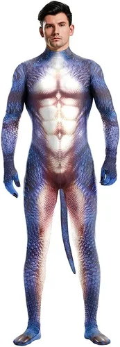 Vista 77 de Disfraz de animal para hombre con estampado de cola grande, overol peludo de elastano para cosplay, fiesta de Halloween