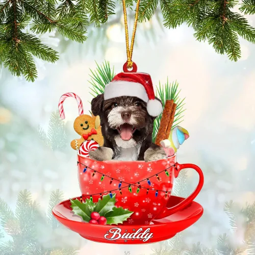 Vista 16 de Alaskan Malamute - Adorno de tetera de perro sentado en una tetera de Navidad, adorno de Navidad con nombre personalizado, adorno de automóvil