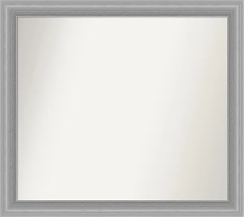 Vista 325 de Amanti Art Espejo de baño plateado para sobre el fregadero, 24 x 24 pulgadas, espejo cuadrado de peltre forjado a medida, marco de madera casual