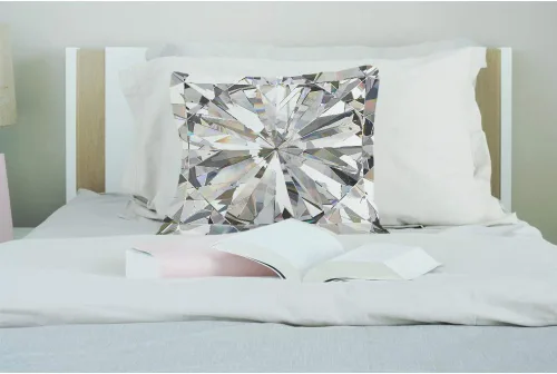 Vista 3 de EKOBLA Funda de cojín con diseño geométrico 3D con diseño geométrico de cristal, brillante, acogedora, cuadrada, para hombres, mujeres, niños