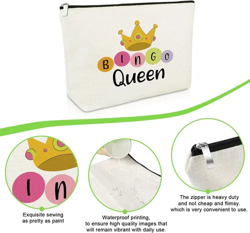 Vista 4 de Regalos de bingo para mujeres, bolsa de maquillaje, regalo para amantes del bingo, regalos de juego para mujeres, mejores amigas, hermanas