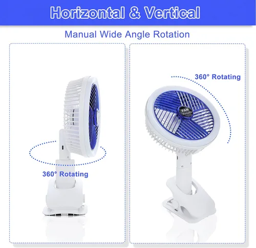Vista 4 de Simple Deluxe Ventilador de clip para postes de cultivo de 6 pulgadas, ventilador de mono, ángulos de 90° ajustables manualmente, 15 W, control de 2