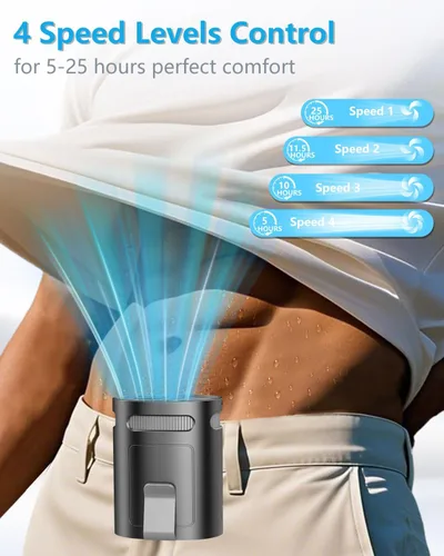 Vista 2 de Ventilador de cintura con clip en aire frío, mini ventilador portátil ligero debajo de la camisa, pantalones de cinturón, hebilla de cinturón