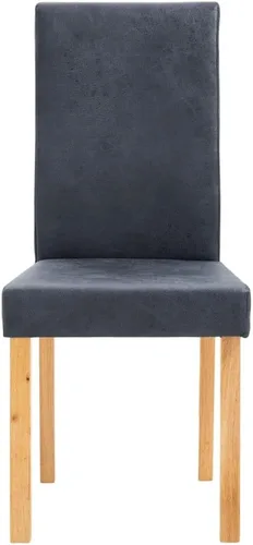 Vista 4 de Juego de 4 sillas de comedor modernas de estilo rústico tapizadas de gamuza sintética gris con patas de madera para comedor, sala de estar, muebles