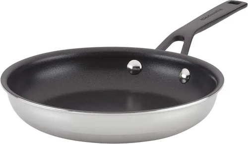 Vista 10 de KitchenAid Sartén para saltear de inducción de acero inoxidable revestido de 5 capas con tapa, 5 cuartos de galón, acero inoxidable pulido