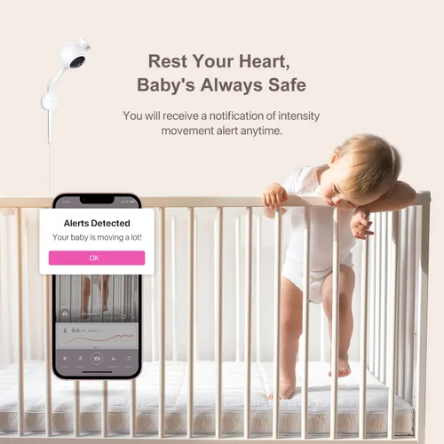 Vista 8 de iBaby Monitor de respiración inteligente para bebés: con cámara y audio, seguimiento de la respiración, el sueño y el movimiento. Monitor de bebé i2